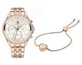 Tommy Hilfiger Ari Diamonds Silver Dial Rose Gold Steel Strap Watch for Women - 1781978