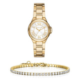 Michael Kors Camille Quartz White Dial Gold Steel Strap Watch For Women - MK7255