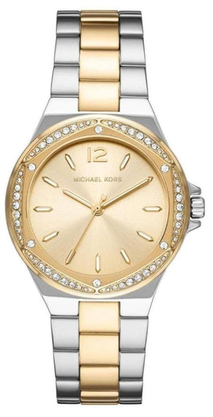 Michael Kors Lennox Three-Hand Gold Dial Two Tone Steel Strap Watch For Women  - MK6988