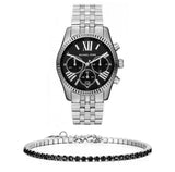 Michael Kors Runway Chronograph Black Dial Silver Steel Strap Watch For Women - MK5708