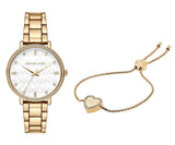 Michael Kors Pyper Three Hand White Dial Gold Steel Strap Watch For Women - MK4666