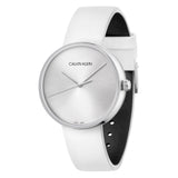 Calvin Klein Full Moon White Dial White Leather Strap Watch for Women - K8Y231L6