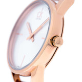 Calvin Klein Stately White Dial Rose Gold Steel Strap Watch for Women - K3G23626