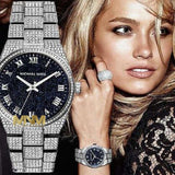 Michael Kors Channing Diamonds Black Dial Silver Steel Strap Watch for Women - MK6089