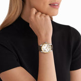 Michael Kors Lexington Silver Dial Brown Leather Strap Watch For Women - MK4745