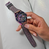 Guess Multifunction Analog Purple Dial Black Rubber Strap Watch For Women - GW0620L4