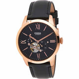 Fossil Townsman Automatic Black Dial Black Leather Strap Watch for Men - ME3170