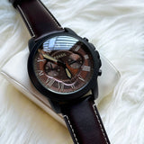 Fossil Grant Chronograph Brown Dial Brown Leather Strap Watch for Men - FS5088