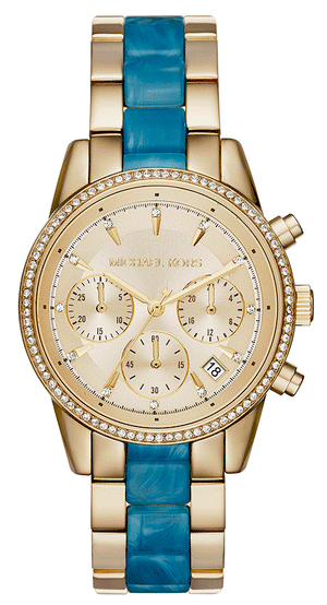 Michael Kors Ritz Gold Dial Two Tone Steel Strap Watch for Women - MK6328