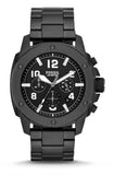 Fossil Machine Chronograph Black Dial Black Steel Strap Watch for Men - FS4927