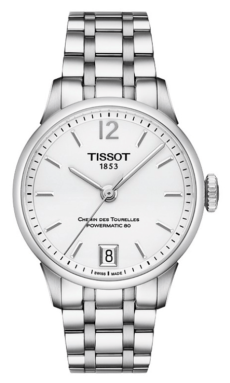 Tissot Chemin Des Tourelles Powermatic 80 Lady White Dial Jam Tangan Tali Baja Perak Untuk Wanita - T099.207.11.037.00