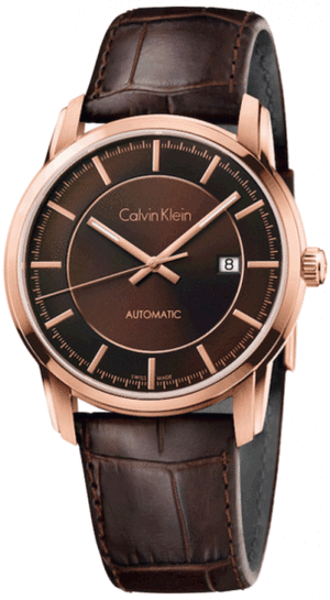 Calvin Klein Infinity Brown Dial Brown Leather Strap Watch for Men - K5S346GK