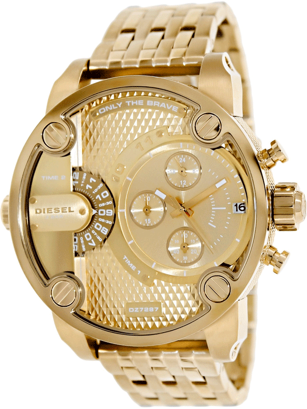 Diesel Big Daddy Analog Gold Dial Gold Stainless Steel Watch For Men - DZ7287