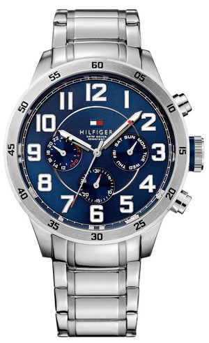 Tommy Hilfiger Trent Quartz Blue Dial Silver Steel Strap Watch for Men - 1791053