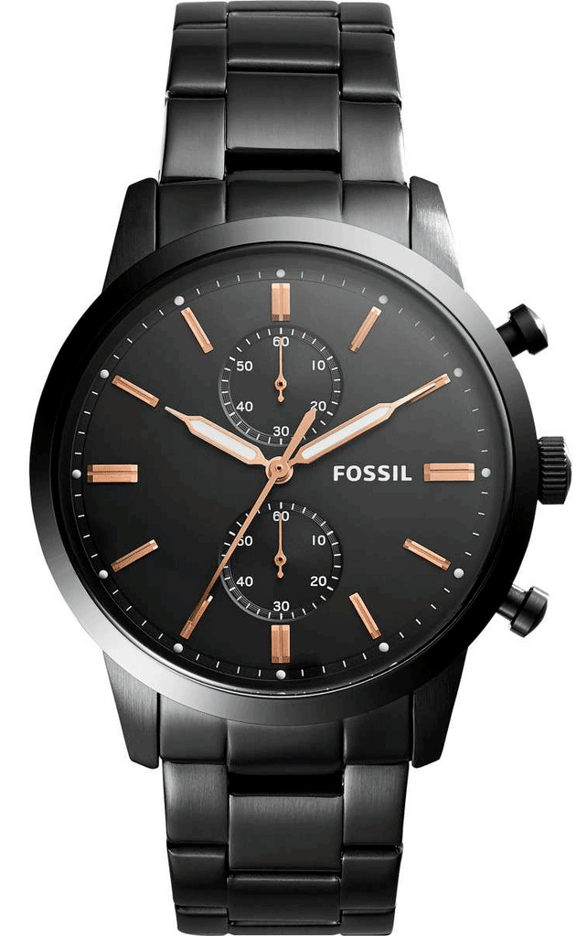 Fossil Townsman Chronograph Black Dial Black Steel Strap Watch for Men