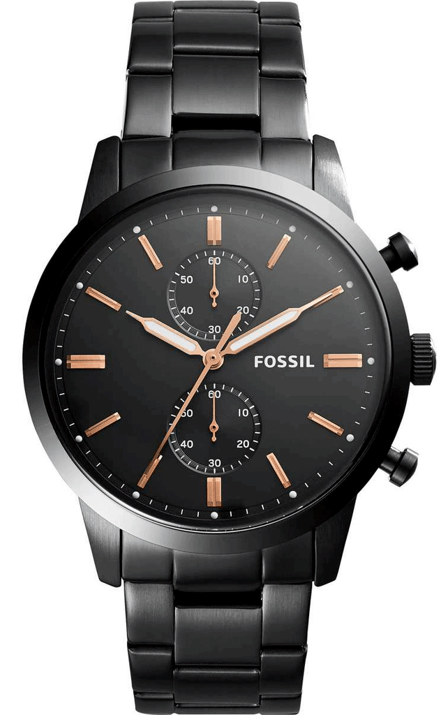 Fossil Townsman Chronograph Black Dial Black Steel Strap Watch for Men Fossil Townsman Chronograph Black Dial Black Steel Strap Watch for Men
