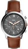Fossil Neutra Chronograph Black Dial Brown Leather Strap Watch for Men - FS5408
