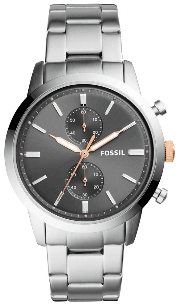 Fossil Townsman Chronograph Grey Dial Silver Steel Strap Watch for Men Fossil Townsman Chronograph Grey Dial Silver Steel Strap Watch for Men