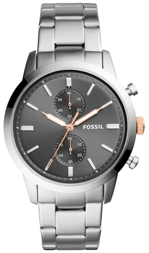 Fossil Townsman Chronograph Grey Dial Silver Steel Strap Watch for Men - FS5407