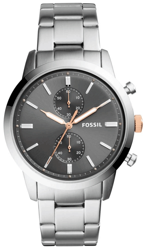 Fossil Townsman Chronograph Grey Dial Silver Steel Strap Watch for Men Fossil Townsman Chronograph Grey Dial Silver Steel Strap Watch for Men