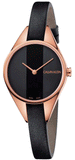 Calvin Klein Rebel Black Dial Black Leather Strap Watch for Women - K8P236C1