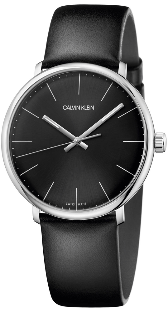 Calvin Klein High Noon Quartz Black Dial Black Leather Strap