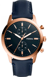 Fossil Townsman Chronograph Blue Dial Blue Leather Strap Watch for Men - FS5436