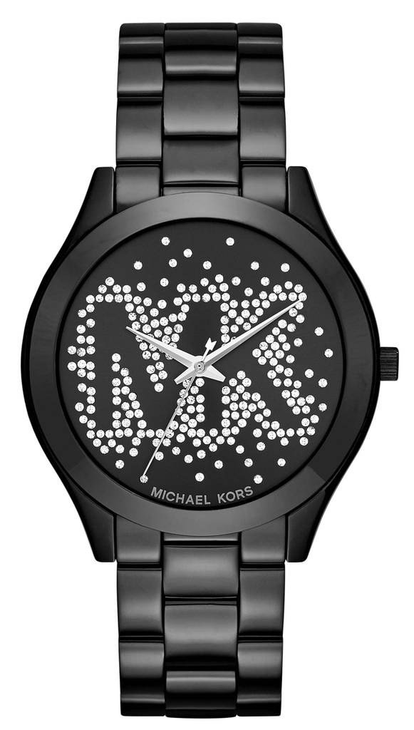 Michael Kors Slim Runway Black Dial Black Steel Strap Watch for Women