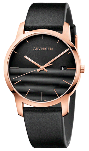 Calvin Klein City Quartz Black Dial Black Leather Strap Watch for Men - K2G2G6CZ