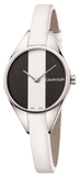 Calvin Klein Rebel White Black Dial White Leather Strap Watch for Women - K8P231L1