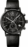 Calvin Klein Post Minimal Chronograph Black Dial Black Leather Strap Watch for Men - K7627401