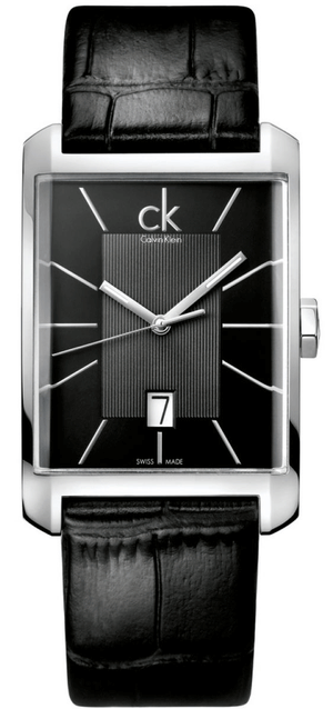 Calvin Klein Window Black Dial Black Leather Strap Watch for Men - K2M21107