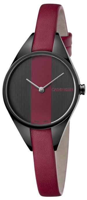 Calvin Klein Rebel Red Black Dial Red Leather Strap Watch for Women - K8P237U1