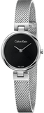 Calvin Klein Authentic Black Dial Silver Mesh Bracelet Watch for Women - K8G23121