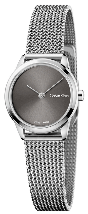 Calvin Klein Minimal Grey Dial Silver Mesh Bracelet Watch for Women - K3M231Y3