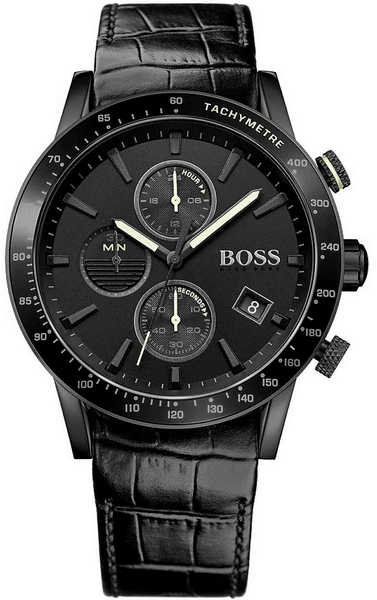 BOSS Orologio Uomo RAFALE Cronografo Quarzo – Cinturino In Pelle Nera, Cassa 44 Mm, Impermeabile 5 ATM