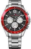 Tommy Hilfiger Luke Chronograph Quartz Black Dial Silver Steel Strap Watch for Men - 1791122