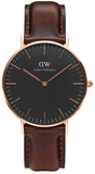 Daniel Wellington Classic Bristol Black Dial Brown Leather Strap Watch for Men - DW00100137