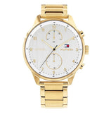 Tommy Hilfiger Chase Quartz White Dial Gold Steel Strap Watch for Men - 1791576