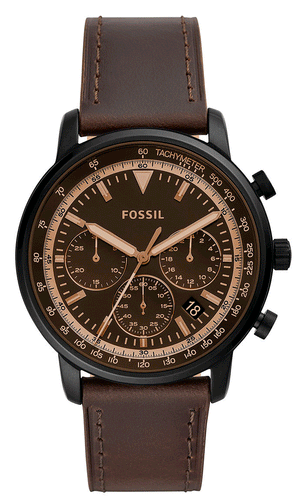 Fossil Goodwin Chronograph Brown Dial Brown Leather Strap Watch for Men - FS5529