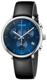 Calvin Klein High Noon Chronograph Blue Dial Black Leather Strap Watch for Men - K8M271CN