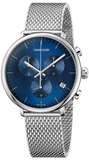 Calvin Klein High Noon Chronograph Blue Dial Silver Mesh Bracelet Watch for Men - K8M2712N