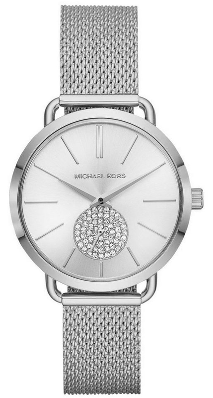 Michael kors women's portia sale mesh bracelet watch silver