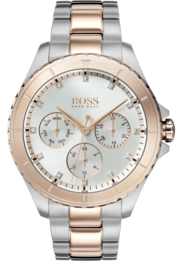 Boss 计时码表银色表盘两色钢带女式手表 Hera Hugo