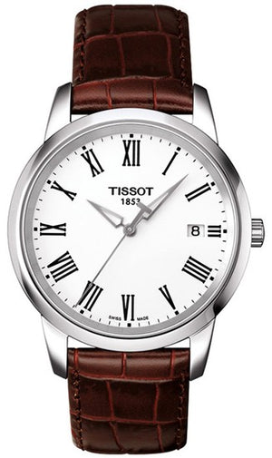 Tissot T Classic Dream White Dial Brown Leather Strap Watch for Men - T033.410.16.013.01