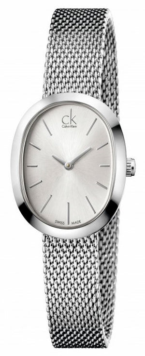 Calvin Klein Incentive Silver Dial Silver Mesh Bracelet Watch for Women - K3P23126