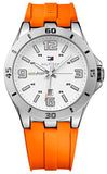 Tommy Hilfiger Analog White Dial Orange Rubber Strap Watch for Men - 1791063