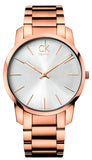 Calvin Klein City White Dial Rose Gold Steel Strap Watch for Men - K2G21646