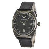 Emporio Armani Franco Black Dial Black Leather Strap Watch For Men - AR0368