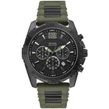 Guess Sport Chronograph Black Dial Green Silicone Strap Watch for Men - W0167G4